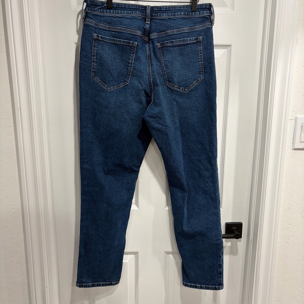 2/$25 Women’s Dark Blue Slim Ankle Grazer Straight Jeans Cotton Eco Friendly - Picture 4 of 11